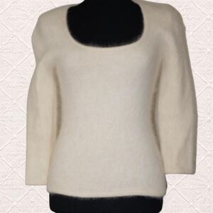 Vintage Cream Bebe Angora Wool Blend Sweater Top
